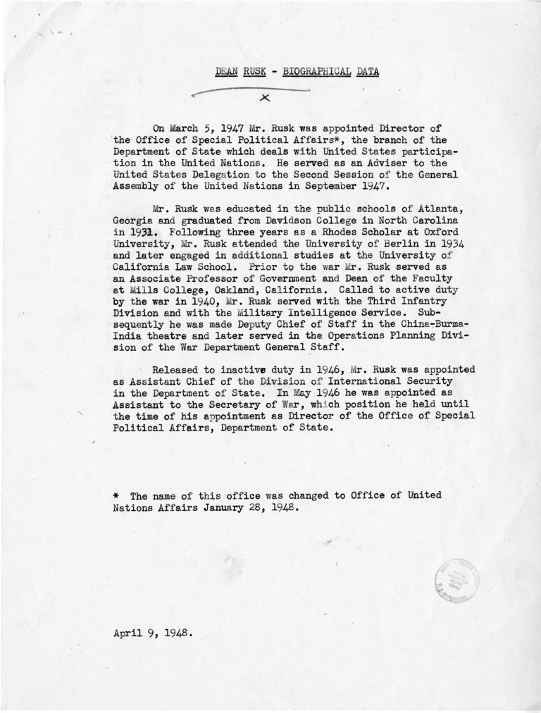 Memorandum, Robert Lovett to Harry S. Truman With Attachments