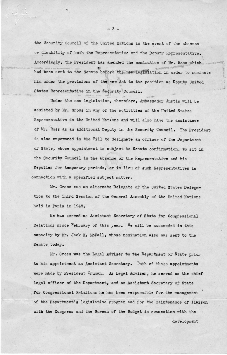 Memorandum, James E. Webb to Harry S. Truman, With Related Material