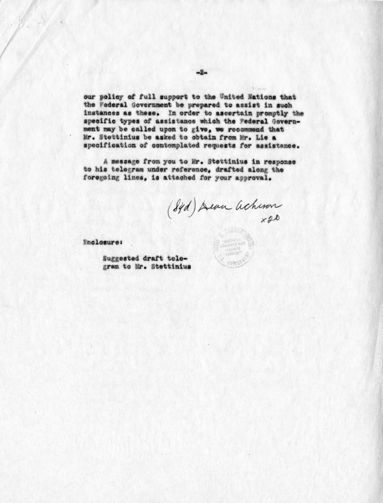 Correspondence Between Harry S. Truman and Edward R. Stettinius, Jr. With Related Material