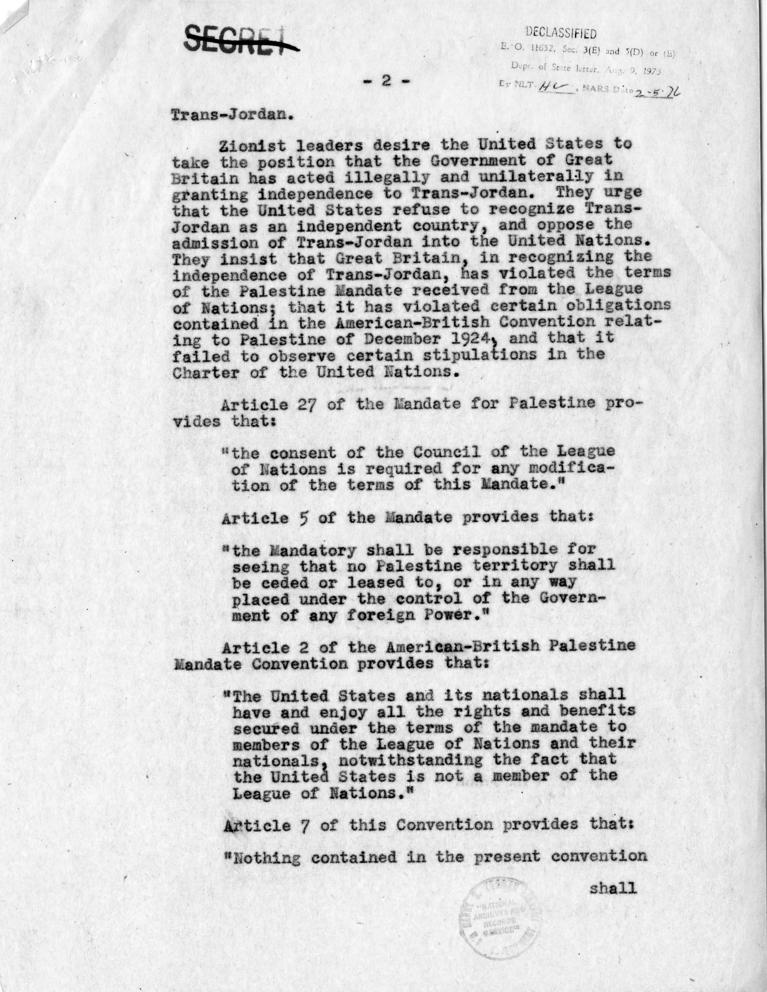 Dean Acheson to Harry S. Truman with Attached Memorandum