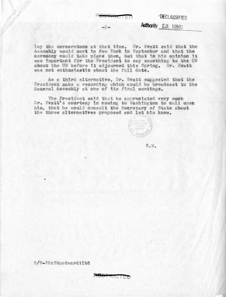 Memorandum of Conversation With Harry S. Truman and Herbert Evatt