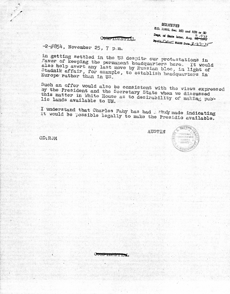 Robert Patterson to Harry S. Truman, with Related Correspondence