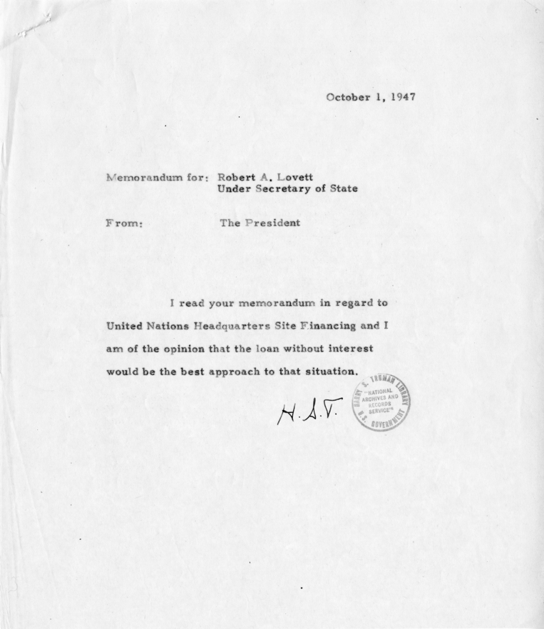 Correspondence Between Harry S. Truman and Robert Lovett