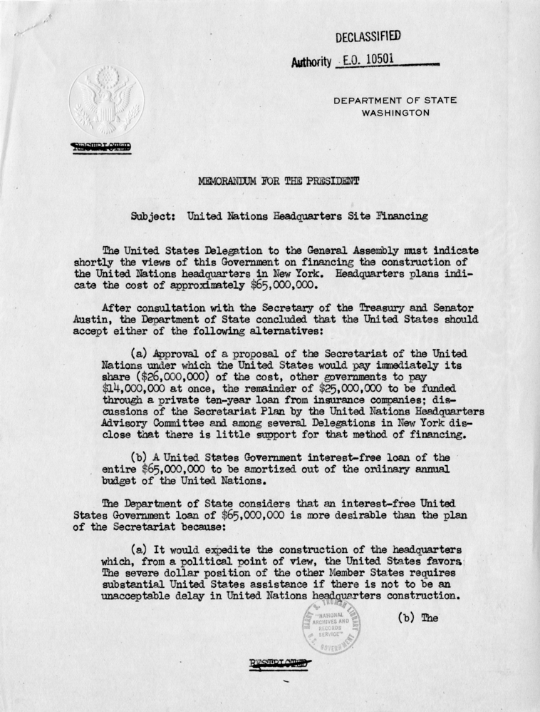 Correspondence Between Harry S. Truman and Robert Lovett