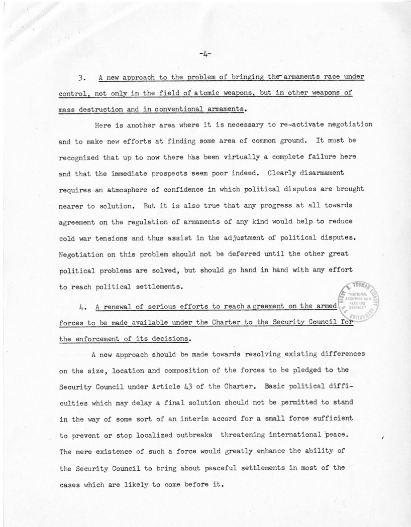 "Memorandum of Points for Consideration in the Development of a 20-Year Program for Achieving Peace Through the United Nations" by Trygve Lie