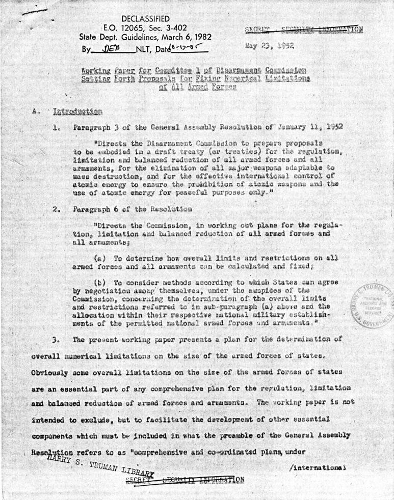 Memorandum from David Bruce to President Harry S. Truman