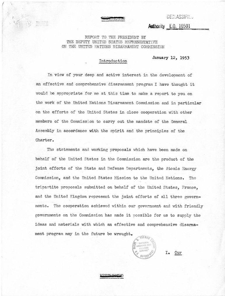 Memorandum from Secretary of State Dean Acheson to President Harry S. Truman With Attached Report