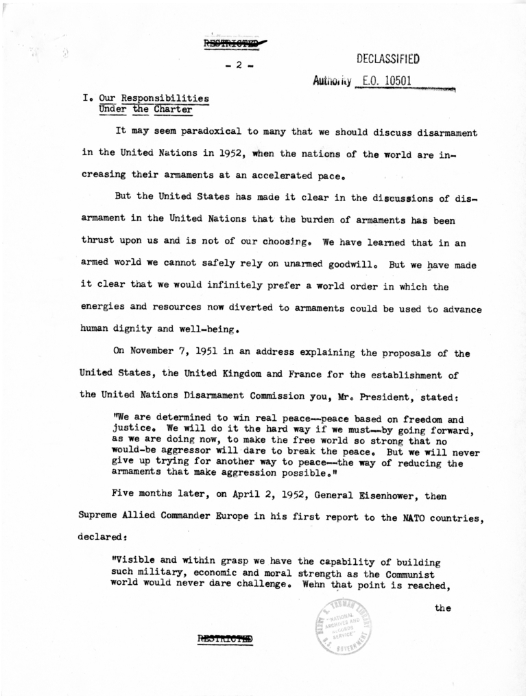 Memorandum from Secretary of State Dean Acheson to President Harry S. Truman With Attached Report