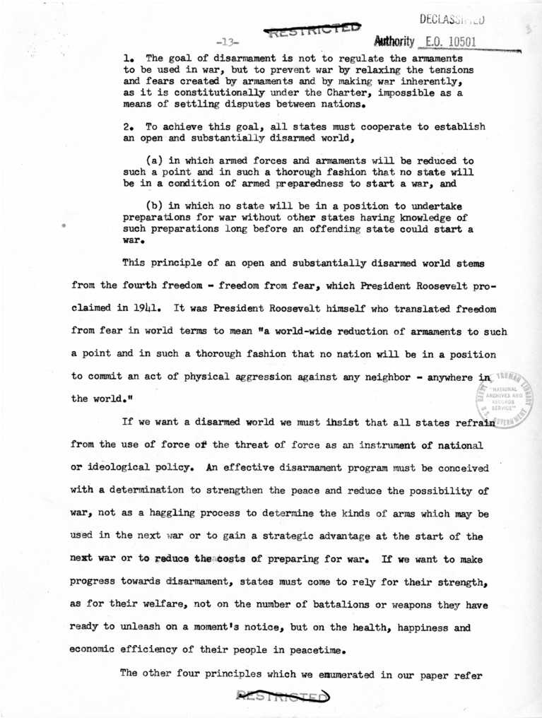 Memorandum from Secretary of State Dean Acheson to President Harry S. Truman With Attached Report