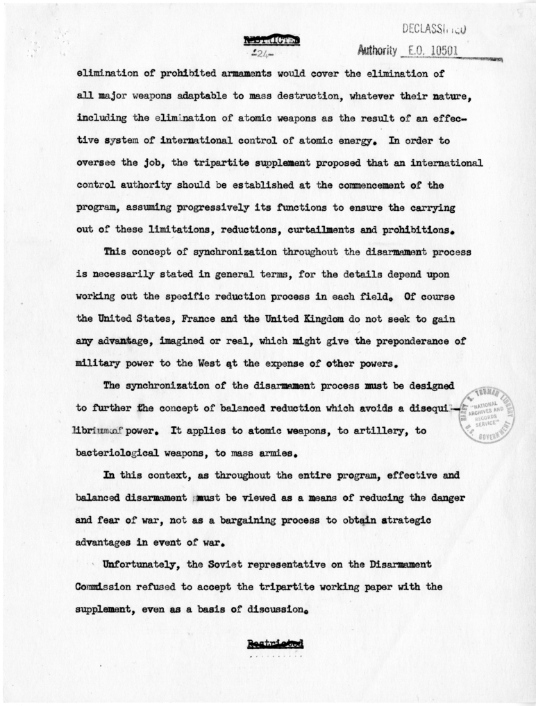 Memorandum from Secretary of State Dean Acheson to President Harry S. Truman With Attached Report