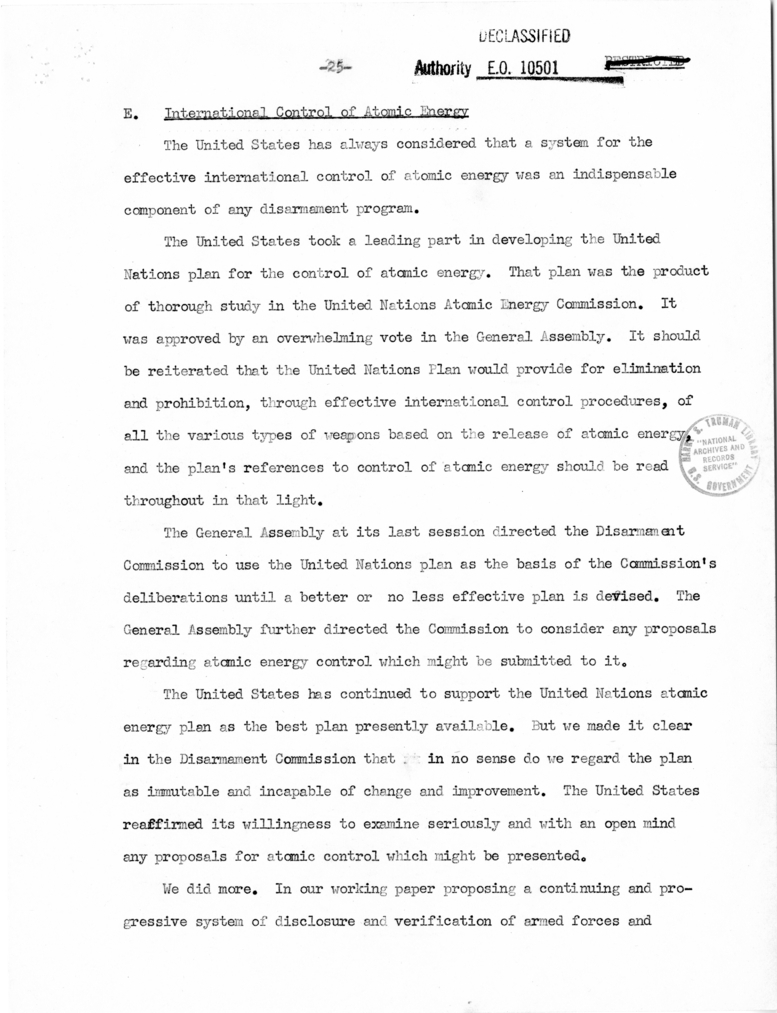 Memorandum from Secretary of State Dean Acheson to President Harry S. Truman With Attached Report