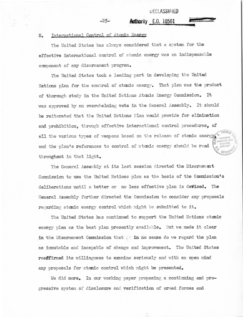 Memorandum from Secretary of State Dean Acheson to President Harry S. Truman With Attached Report