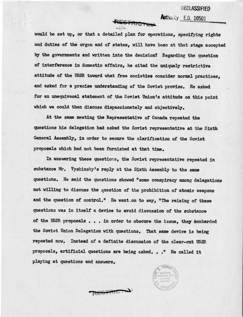 Memorandum from Secretary of State Dean Acheson to President Harry S. Truman With Attached Report