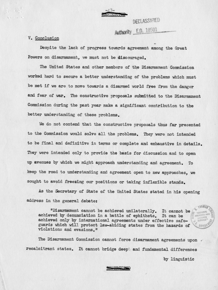 Memorandum from Secretary of State Dean Acheson to President Harry S. Truman With Attached Report