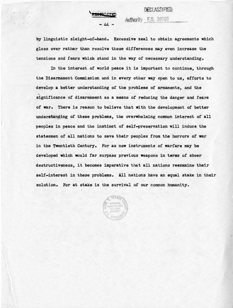 Memorandum from Secretary of State Dean Acheson to President Harry S. Truman With Attached Report