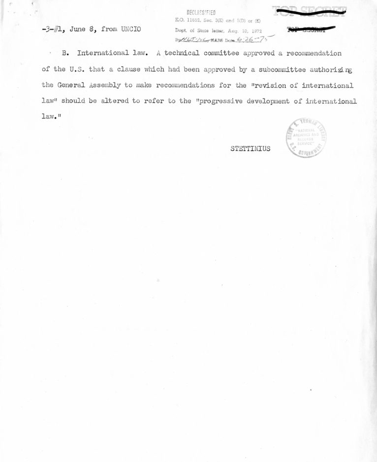 Memorandum from Secretary of State Edward R. Stettinius to President Harry S. Truman