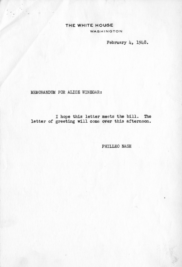 Correspondence Between Matthew J. Connelly and Bishop R. R. Wright, Jr. With Attached Letters from White House Staff