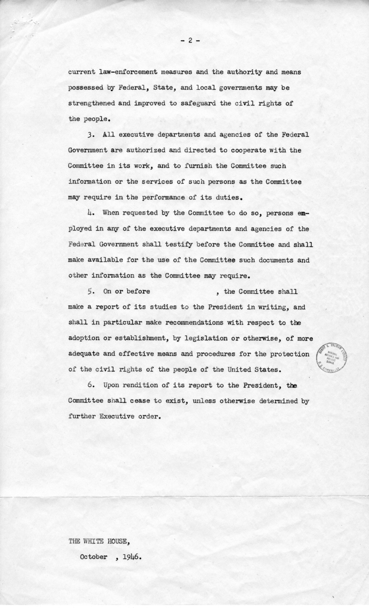 Attorney General Tom Clark to Harry S. Truman, with Attached Proposed Executive Order