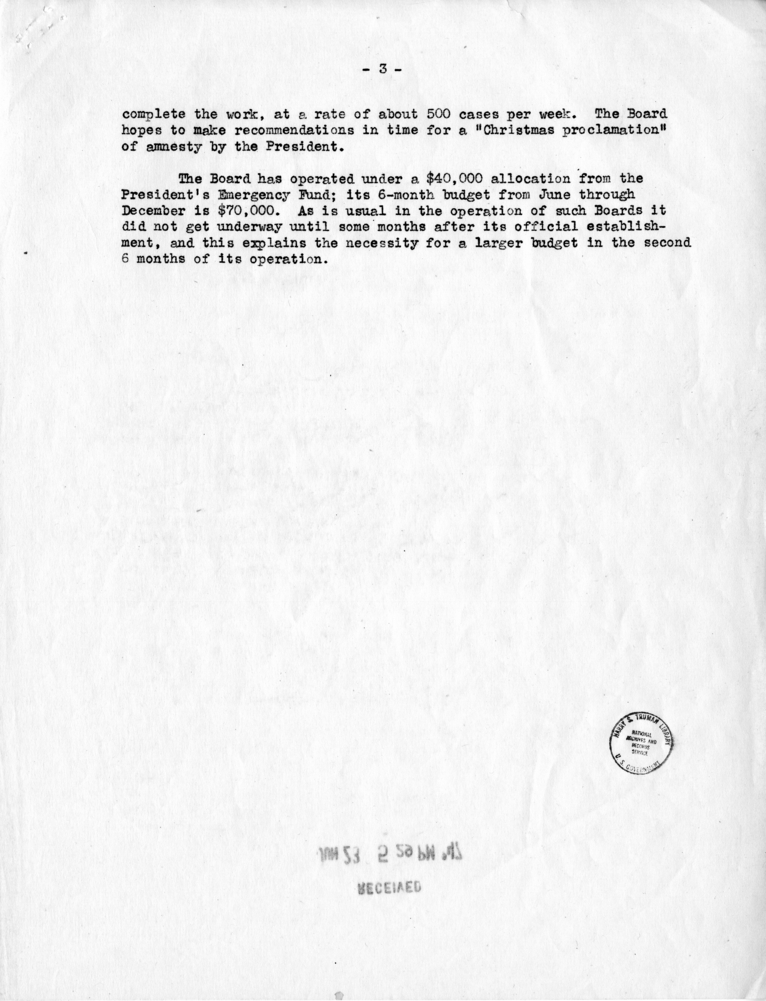 Memorandum, John L. Thurston to John R. Steelman