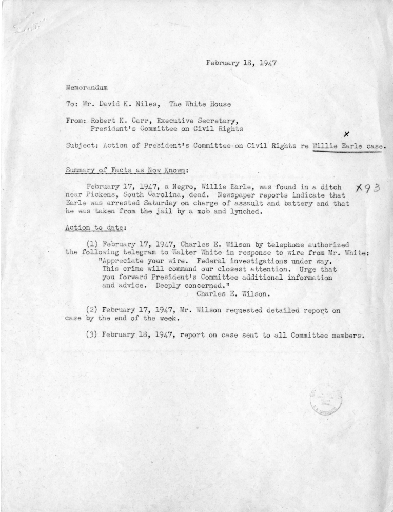 David K. Niles to Matthew J. Connelly