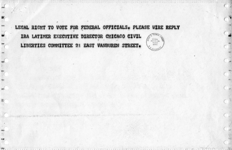 Telegrams to the White House Urging Protection for African-American Voters