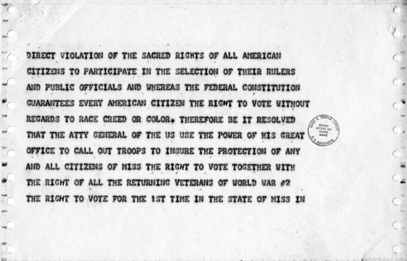 Telegrams to the White House Urging Protection for African-American Voters