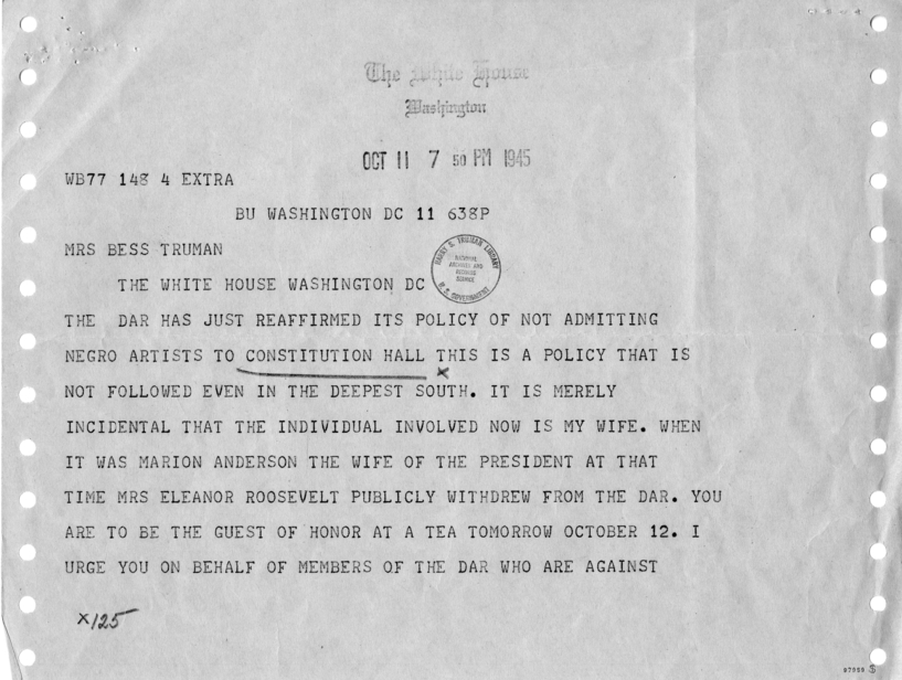 Harry S. Truman to Adam Clayton Powell, Jr., With Attached Telegrams and Press Releases