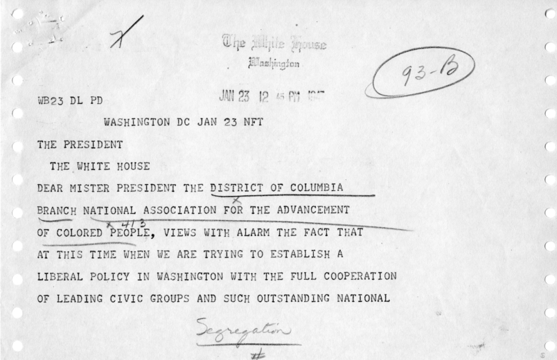 Telegram, William Allyn Hill to Harry S. Truman