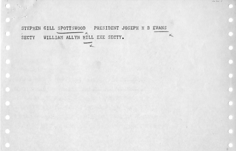 Telegram, William Allyn Hill to Harry S. Truman