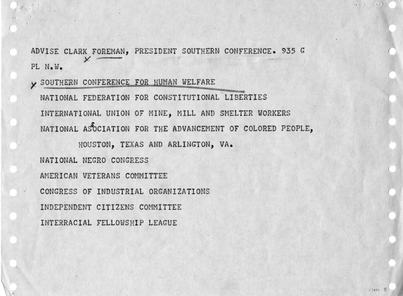 Memorandum for Files, With Attached Telegram to Harry S. Truman