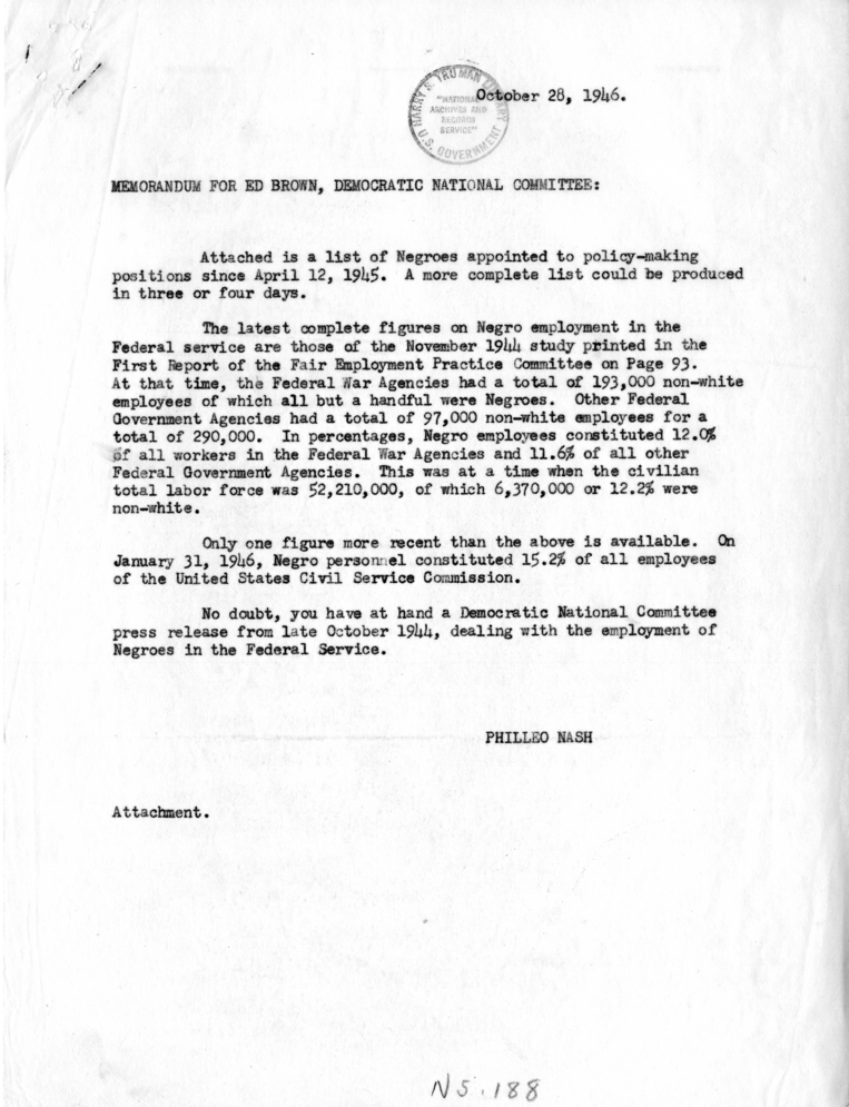 Memorandum, Philleo Nash to Ed Brown