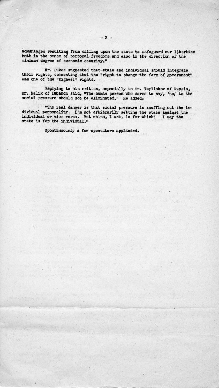 Memorandum, Robert K. Carr to Subcommittee No. 2