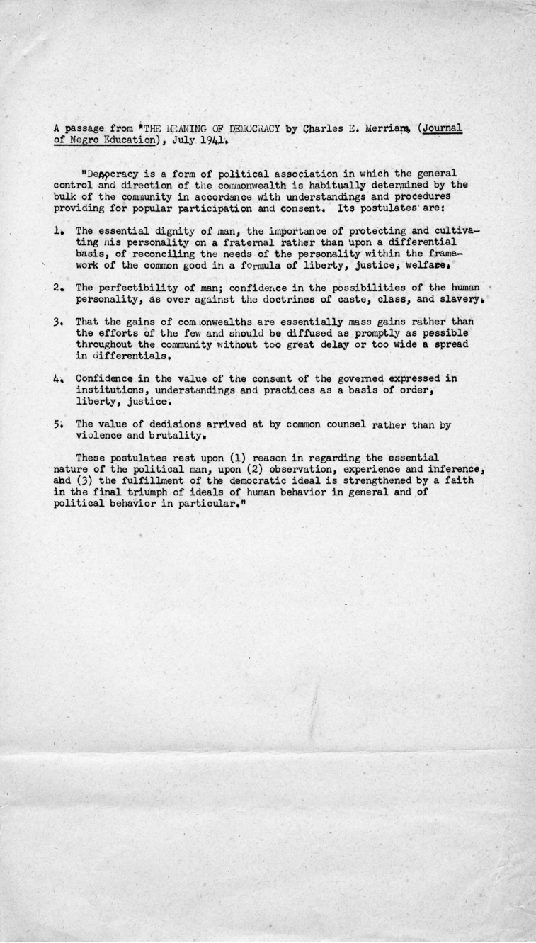 Memorandum, Robert K. Carr to Subcommittee No. 2