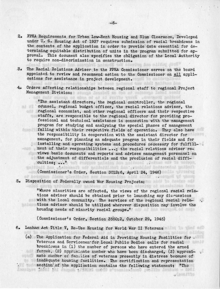 Memorandum,  Frank S. Horne to Philleo Nash, With Attached Statement to the President&#039;s Committee on Civil Rights