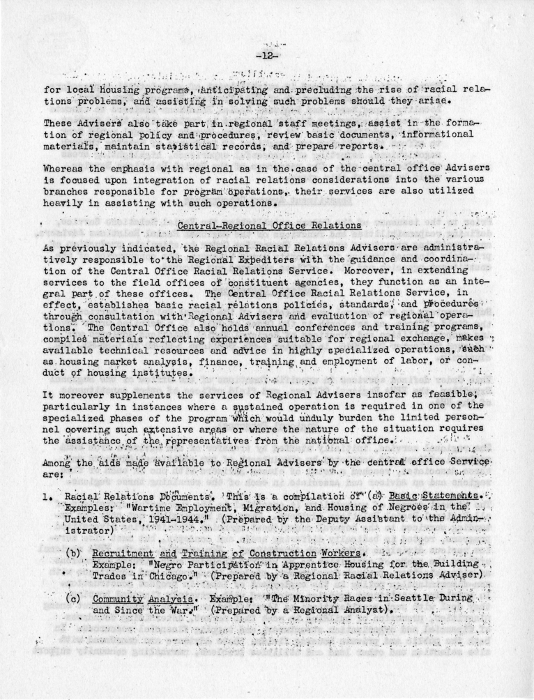 Memorandum,  Frank S. Horne to Philleo Nash, With Attached Statement to the President&#039;s Committee on Civil Rights