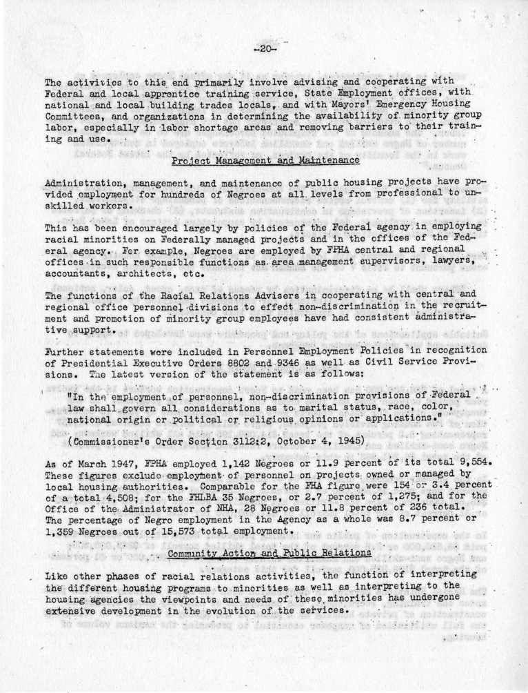 Memorandum,  Frank S. Horne to Philleo Nash, With Attached Statement to the President&#039;s Committee on Civil Rights