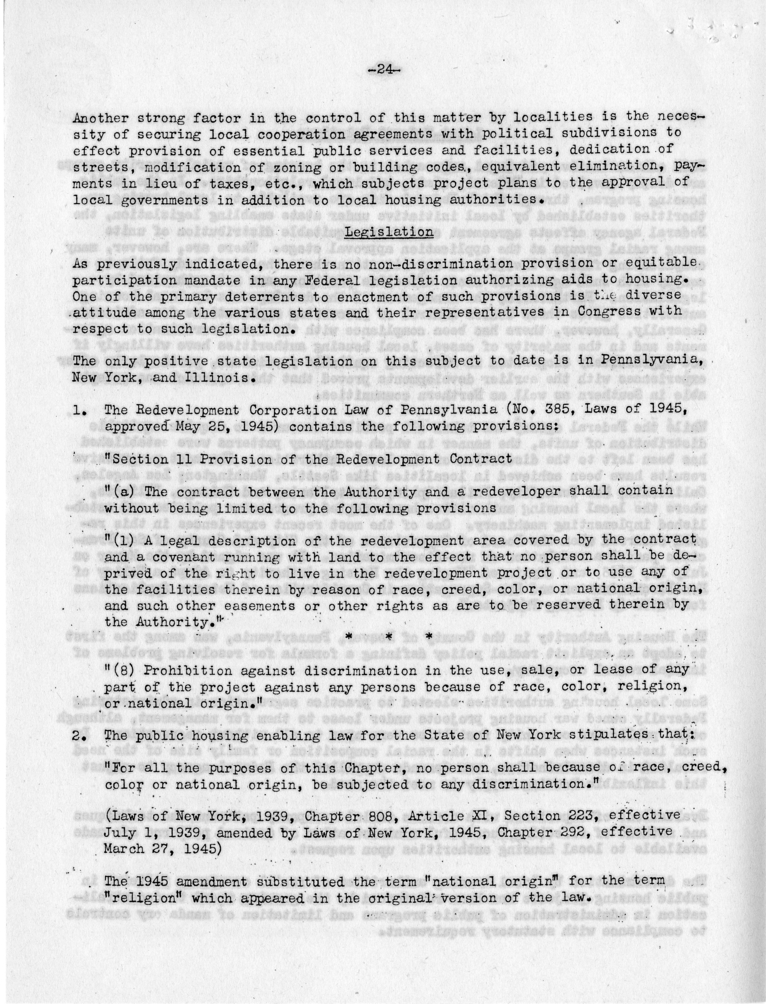 Memorandum,  Frank S. Horne to Philleo Nash, With Attached Statement to the President&#039;s Committee on Civil Rights