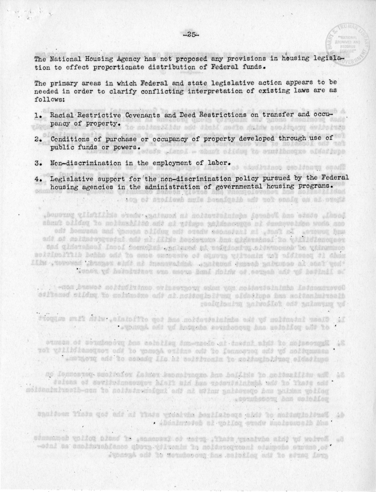 Memorandum,  Frank S. Horne to Philleo Nash, With Attached Statement to the President&#039;s Committee on Civil Rights