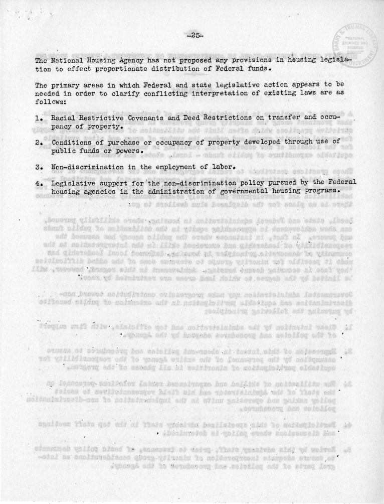 Memorandum,  Frank S. Horne to Philleo Nash, With Attached Statement to the President&#039;s Committee on Civil Rights