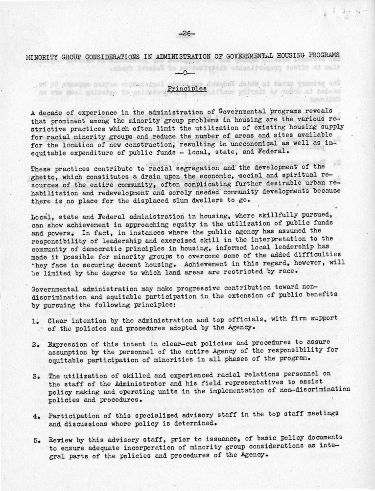 Memorandum,  Frank S. Horne to Philleo Nash, With Attached Statement to the President&#039;s Committee on Civil Rights