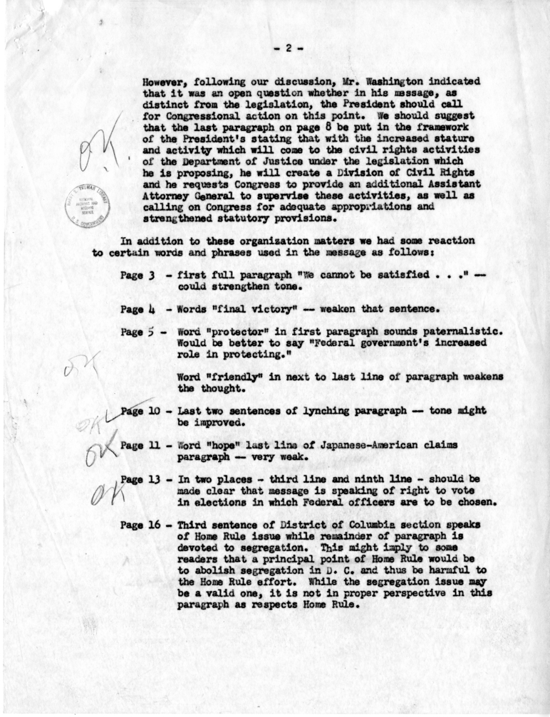 Memorandum from Elmer B. Staats and C. B. Stauffacher