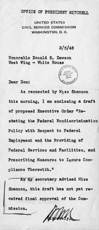 Donald S. Dawson to Clark M. Clifford with Related Materials