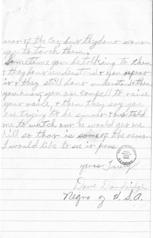 Dave Dandridge to Harry S. Truman, With a Reply From David K. Niles