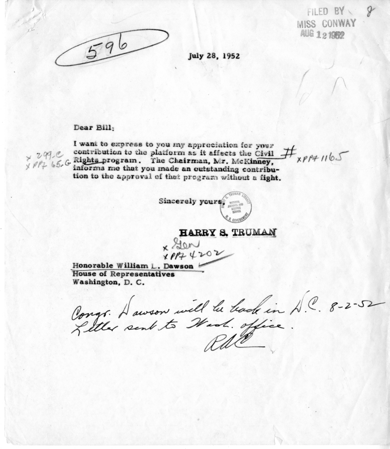 Harry S. Truman to William L. Dawson
