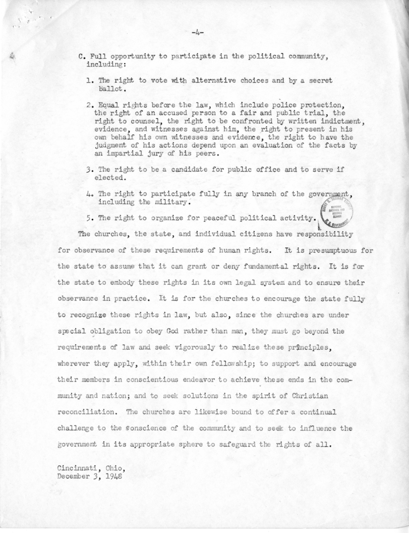 Correspondence Between John S. Stamm and Harry S. Truman