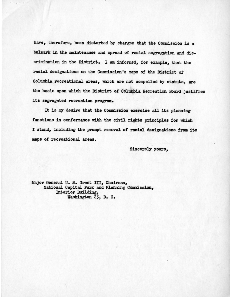 J. A. Krug to Harry S. Truman, With Attachments