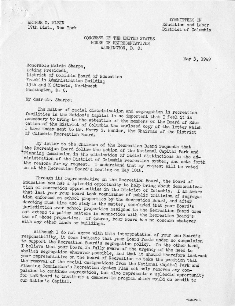 Arthur G. Klein to Harry S. Truman, With Attachments