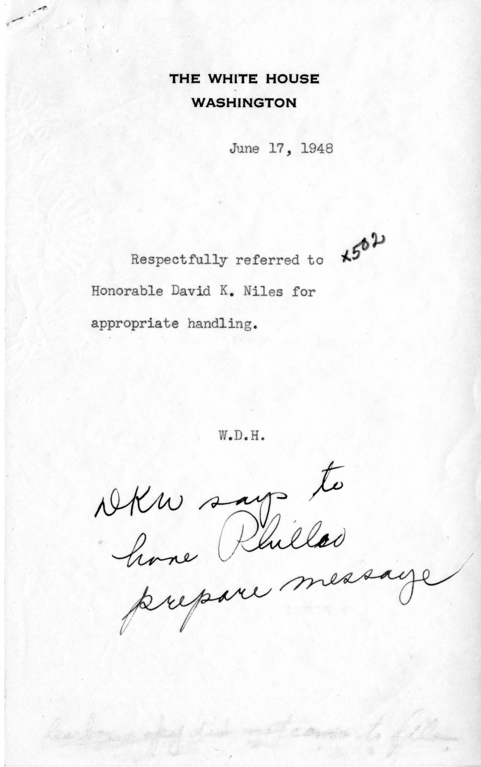Harry S. Truman to Walter White, With Related Material