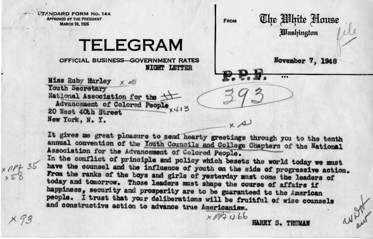 Correspondence Between Harry S. Truman and Ruby Hurley