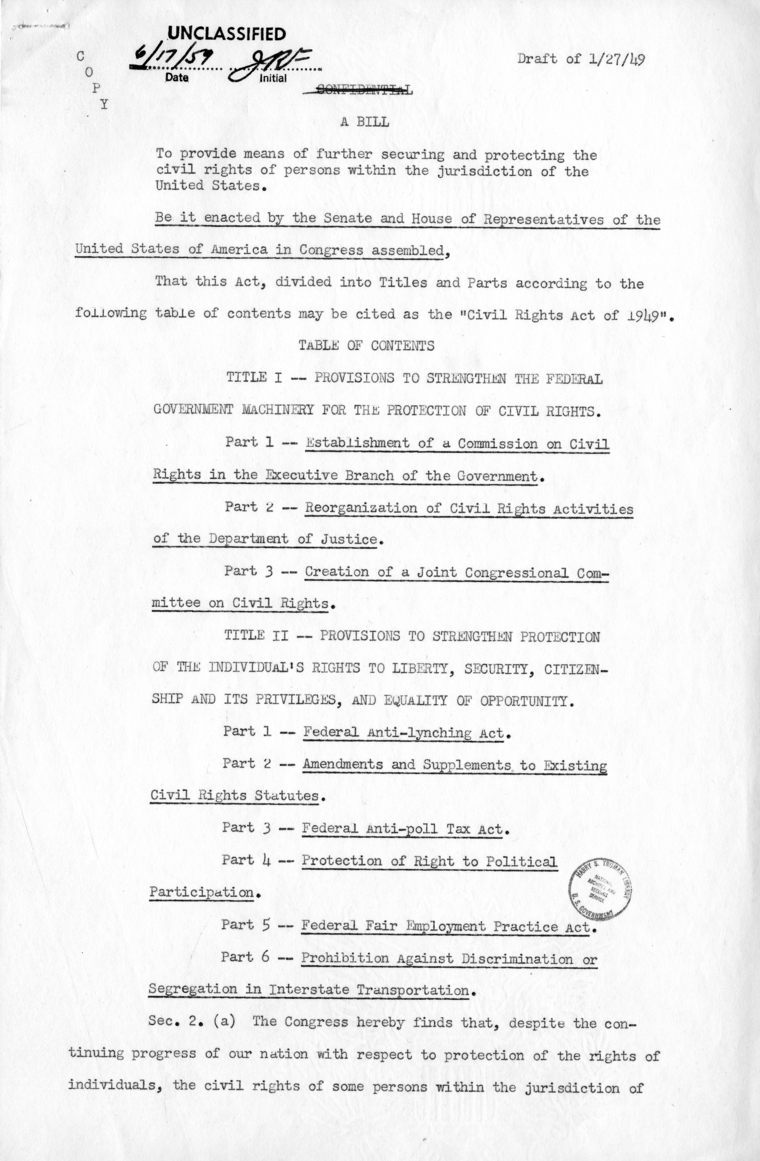 Draft of Civil Rights Legislation